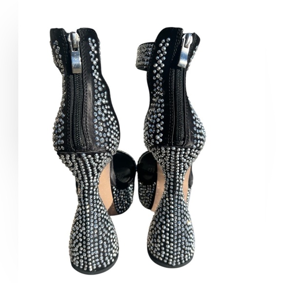 Azalea Wang Your Place or Mine black rhinestone ankle strap platform heels sz 8 - Picture 10 of 12